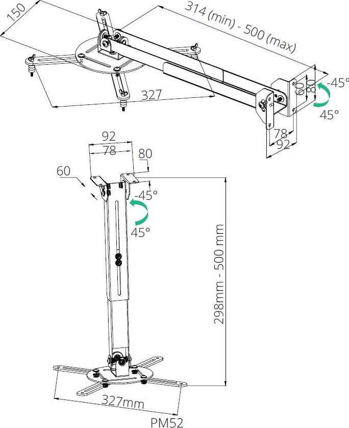 TB TOUCH TB Projector mount 2in1 TB-M52 ceiling/wall 10kg