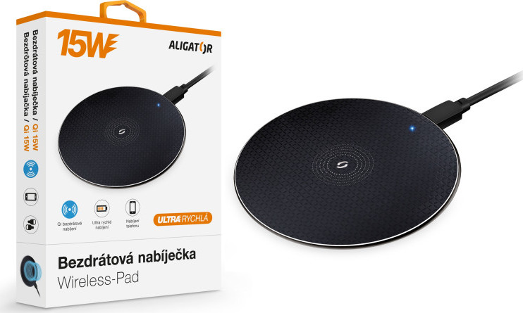 ALIGATOR bezdrátová nabíječka Aligator Pad 15W černá