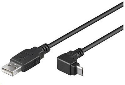 Kábel USB PREMIUMCORD 2.0 Spojovací uhol A-Micro B 90 stupňov 1 m (čierna)