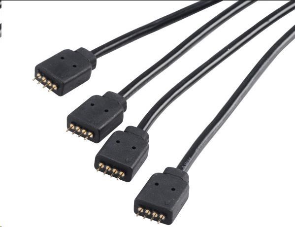 AKASA RGB LED rozbočovač a predlžovací kábel, 1x samica, 4x samec, 50 cm