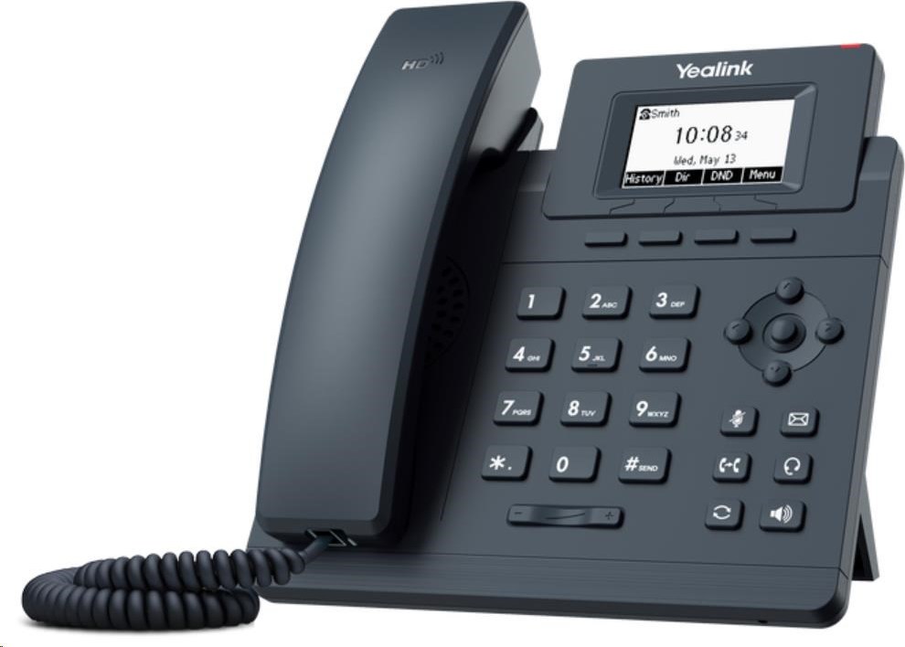 IP telefón Yealink SIP-T30P, 2,3" grafika 132x64, 2x RJ45 10/100, PoE, 1x SIP, s adaptérom