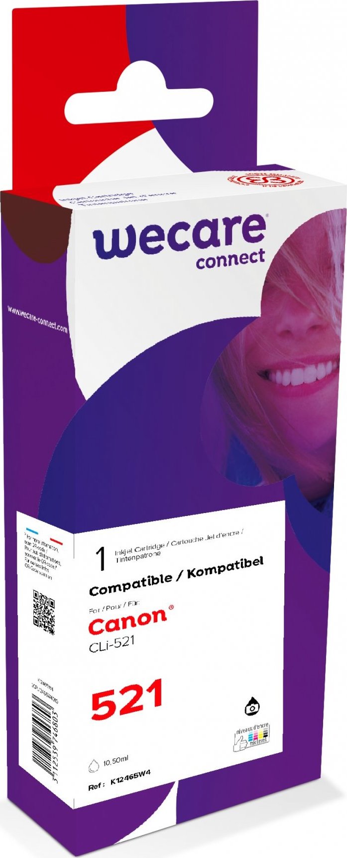WECARE ARMOR kazeta pre Canon IP3600, 4600, 4600X, MP540, 620, 630, 980 (CLi521BK), čierna/čierna, 10,5 ml, 1300str