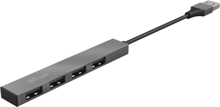 TRUST HALYX Hub, hliníkový 4-portový mini USB hub, 10 cm