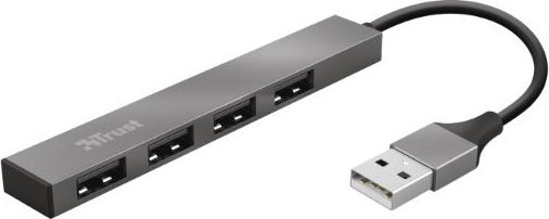 TRUST HALYX Hub, hliníkový 4-portový mini USB hub, 10 cm