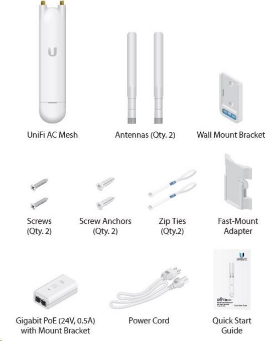 Ubiquiti UBNT UniFi AP AC Mesh,5-PACK, bez PoE! [vnútorná/ vonkajšia sieť AP,2.4GHz(300Mbps)+5GHz(867Mbps),2x2MIMO,802.11a/b/g/n/ac]