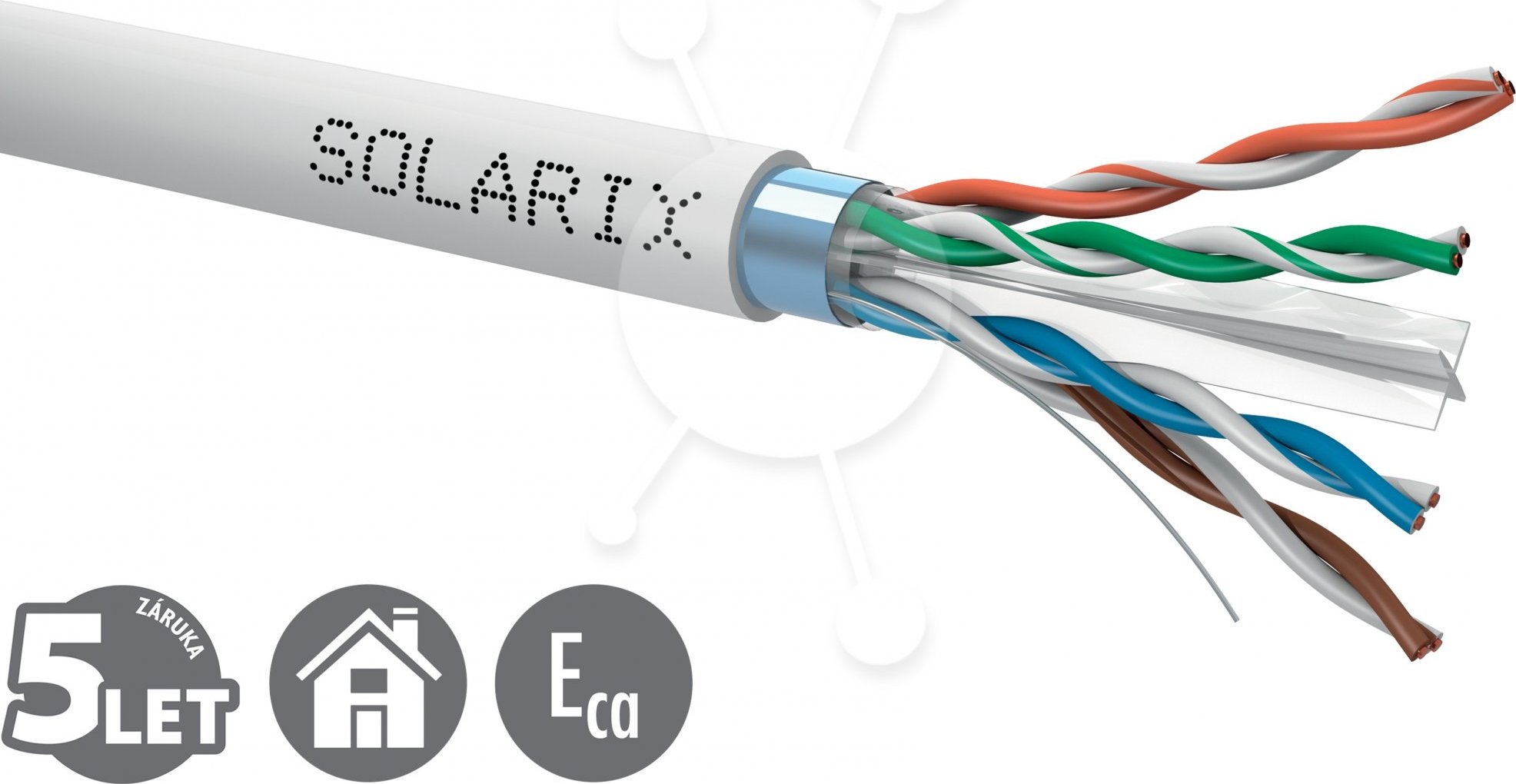 Inštalačný kábel Solarix FTP, Cat6, drôt, PVC, cievka 500 m SXKD-6-FTP-PVC
