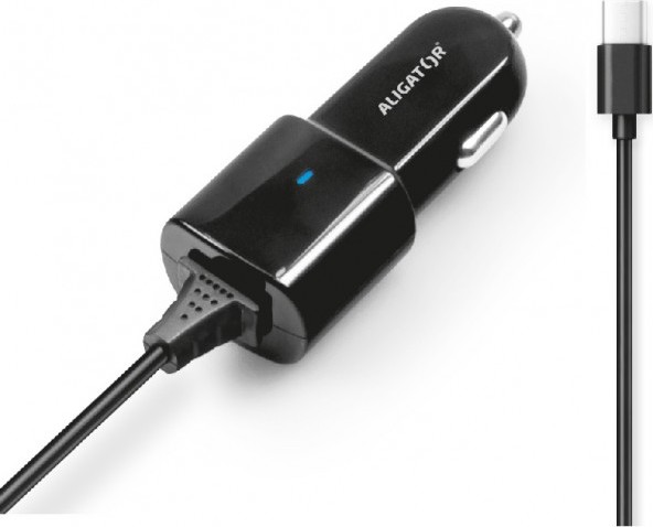 Aligator nab. do auta USB-C s USB TCH 2,4A černá