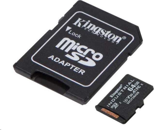 Karta Kingston 64GB microSDXC Industrial C10 A1 pSLC + adaptér SD