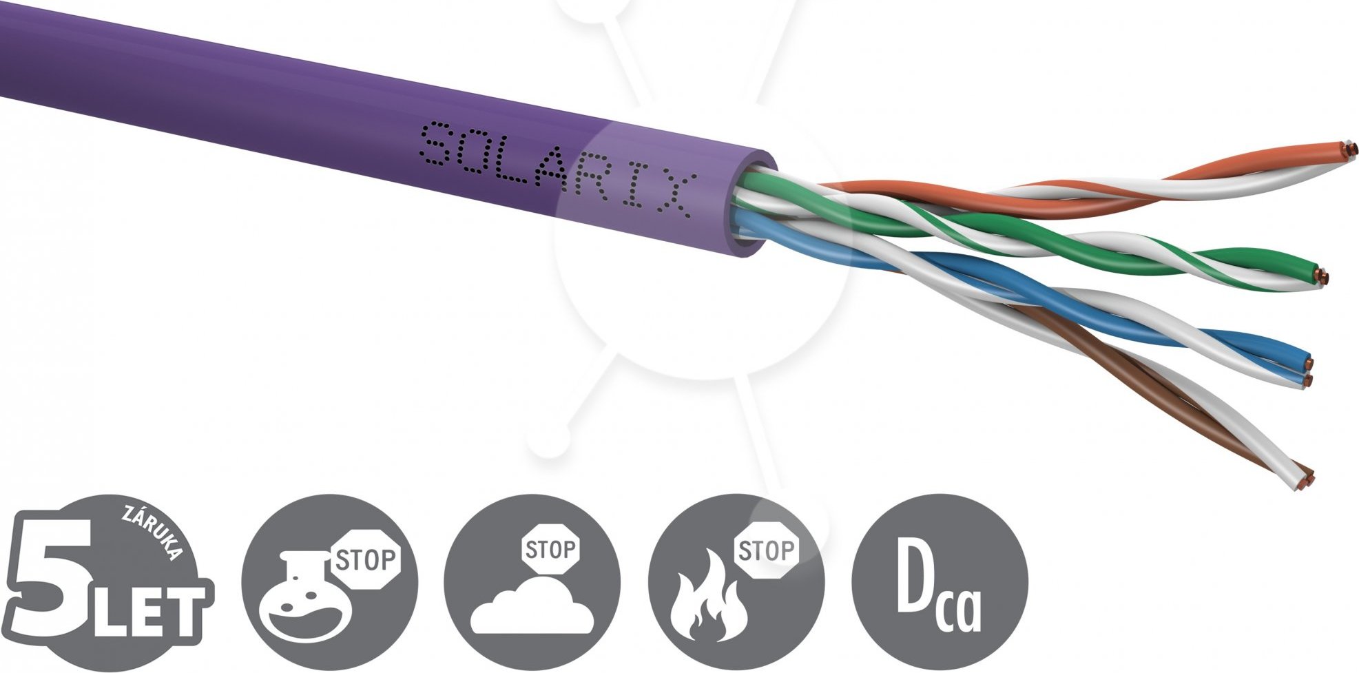 Inštalačný kábel Solarix UTP, Cat5E, drôt, LSOH, krabica 500m SXKD-5E-UTP-LSOH