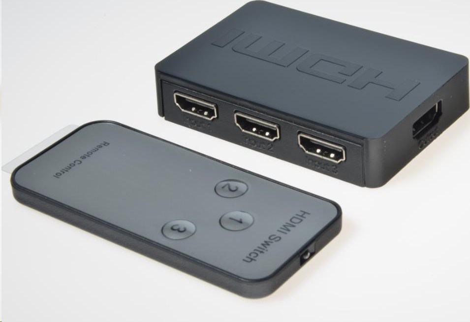 PREMIUMCORD Prepínač HDMI 3:1 plastový s diaľkovým ovládaním