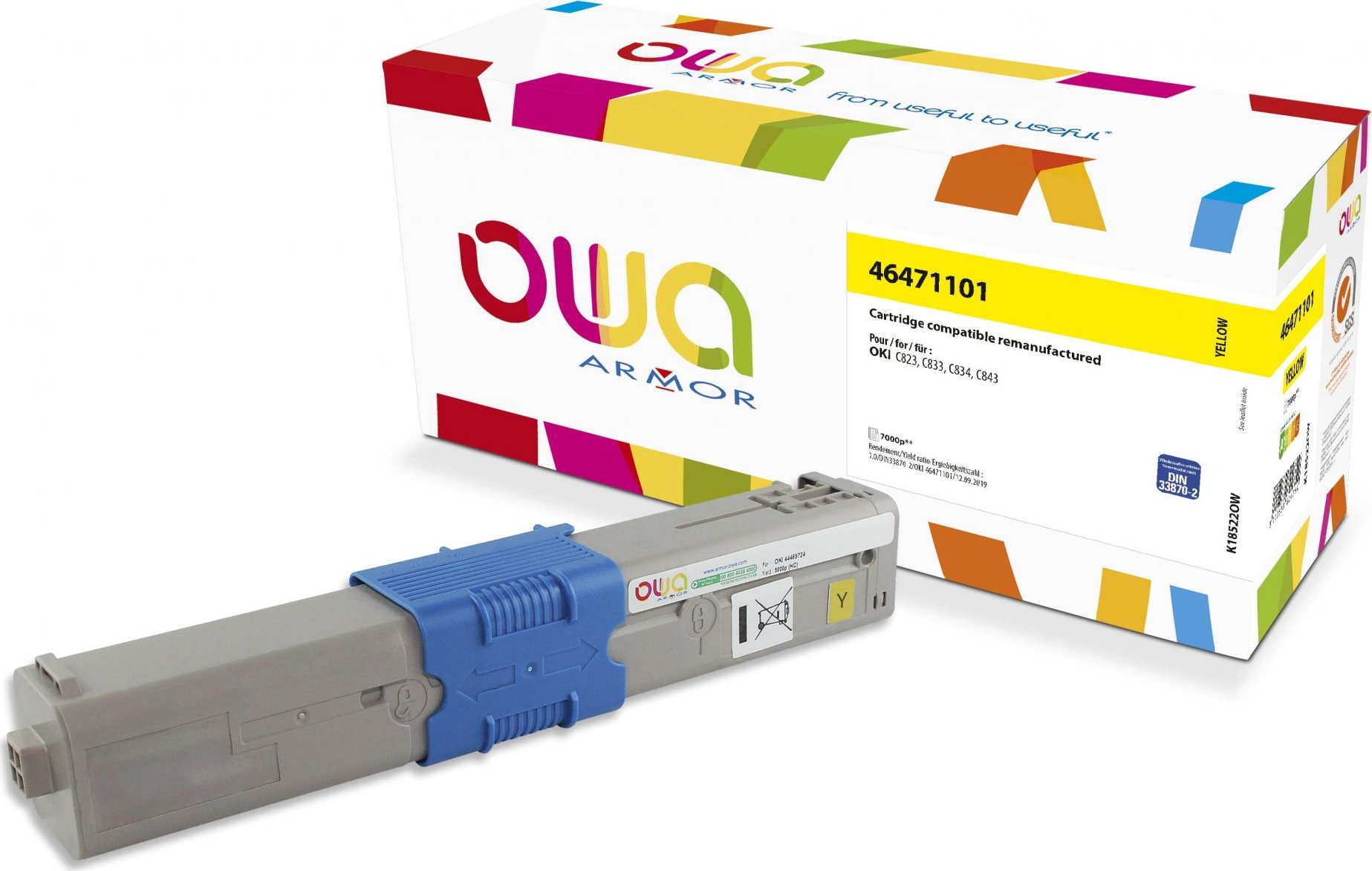 Toner ARMOR pre OKI C823 833 833 834 843 (46471101) žltý/žltý 7000 s