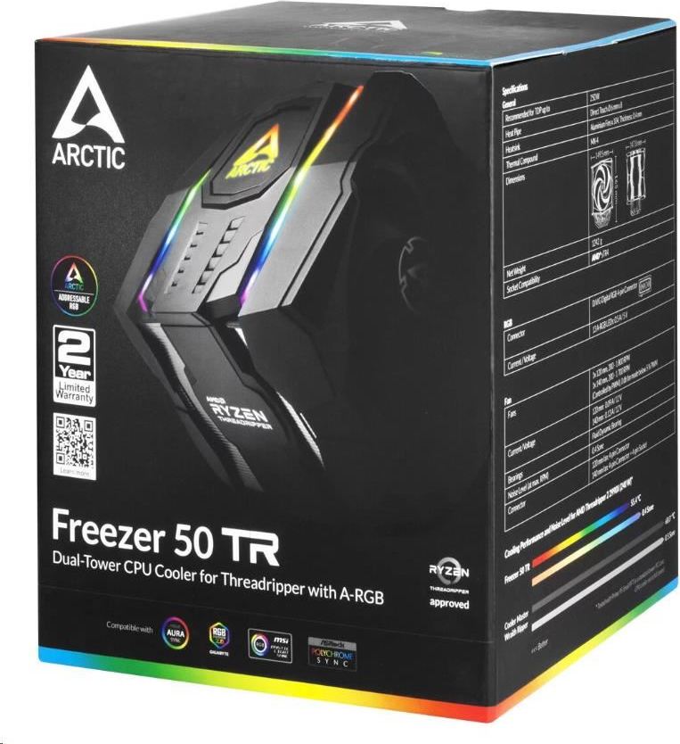 Arctic Cooling ARCTIC Freezer 50 TR Dual Tower CPU chladič s A-RGB (pre AMD Threadripper) + ovládač