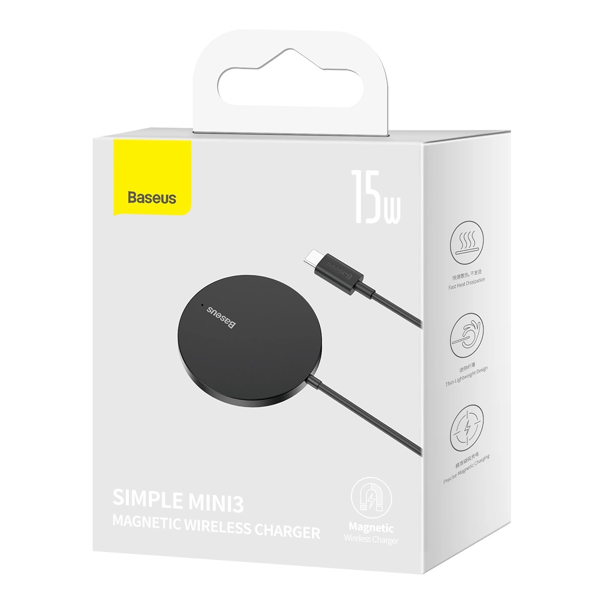 NoName Baseus Bezdrátová nabíječka do sítě Simple Mini3 15W USB-C černá