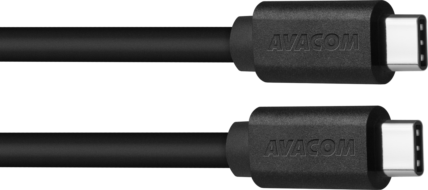 AVACOM Dátový a nabíjací kábel USB Type-C na USB Type-C, 100 cm, čierny