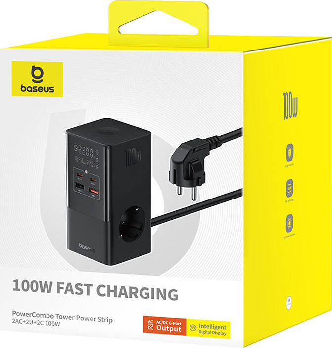 NoName Nabíjecí stanice Baseus PowerCombo Tower 100W EU černá