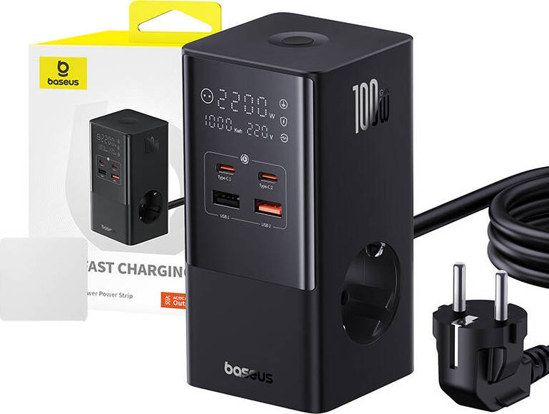 NoName Nabíjecí stanice Baseus PowerCombo Tower 100W EU černá