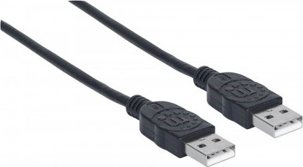 MANHATTAN USB kábel 2.0, typ A samec na typ A samec, 1 m, čierna