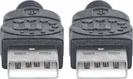 MANHATTAN USB kábel 2.0, typ A samec na typ A samec, 1 m, čierna