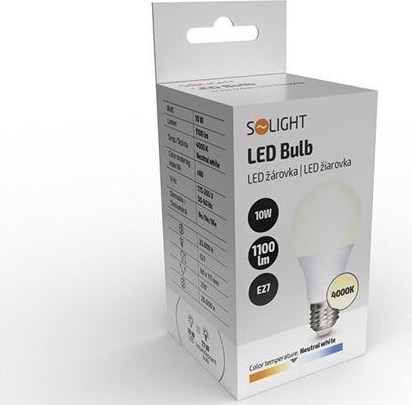 Solight LED žárovka, klasický tvar, 10W, E27, 4000K, 270°, 1100lm