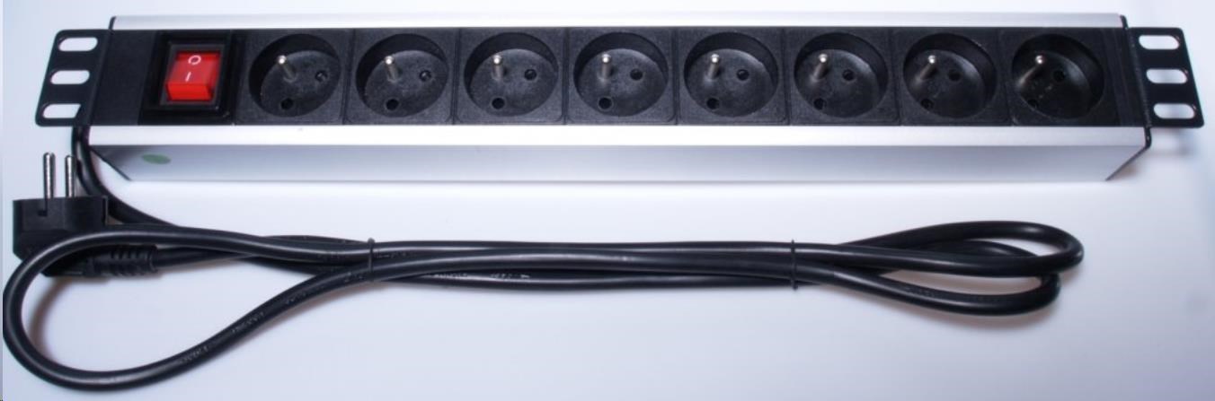 PremiumCord Panel napájecí do 19" racku 1.5U, 8x230V, 2m kabel, vypínač