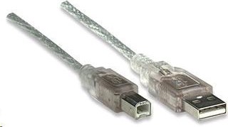 MANHATTAN USB kábel 2.0 Kábel A-B 1,8 m (strieborný)
