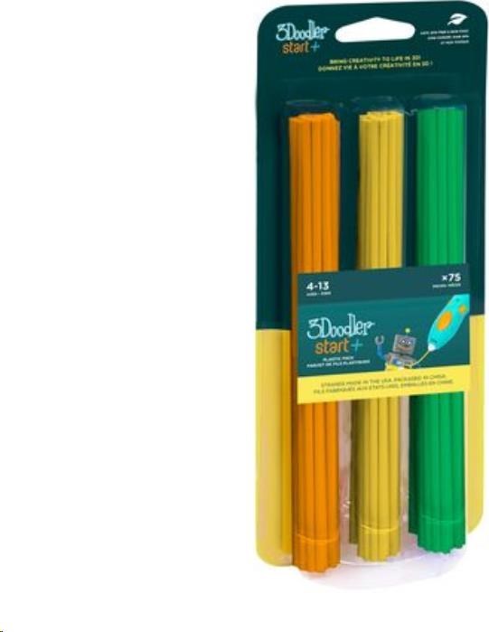 3Doodler náplň ECO-PCL pro 3D pero Start+ 75ks - oranžová, žlutá, zelená