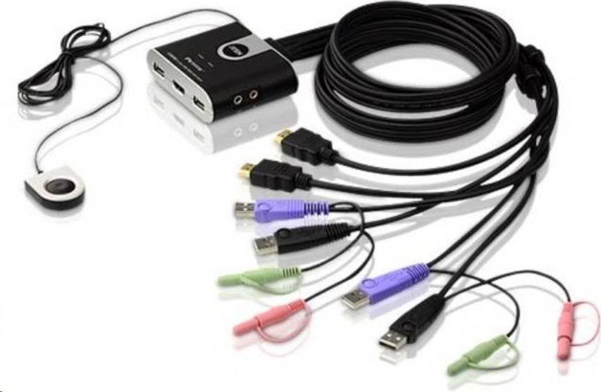 ATEN 2-portový HDMI KVM USB2.0 mini, audio, 1.2m káble, DO
