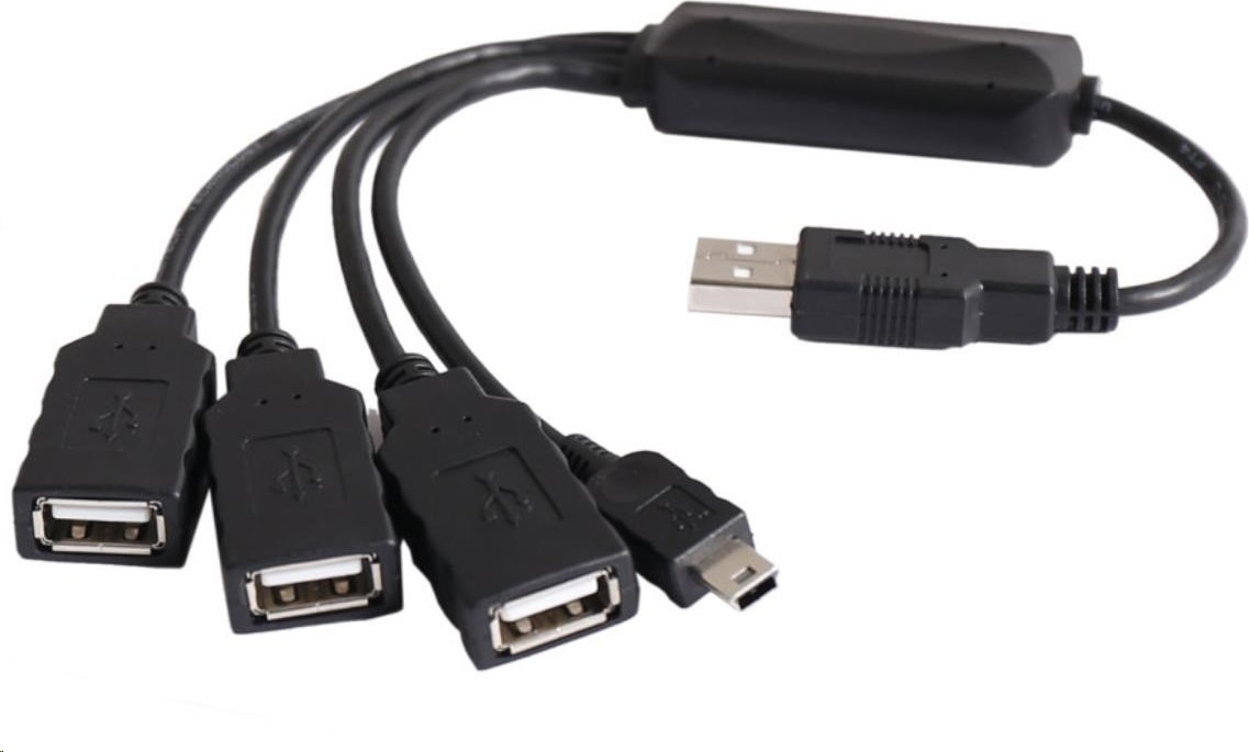 PremiumCord USB2.0 HUB 4-portový čierny kábel