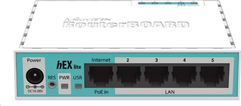 MikroTik RouterBOARD hEX lite, 850MHz CPU, 64MB RAM, 5x LAN, vrátane. Licencia L4