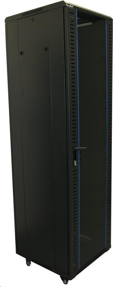 XtendLan 19" stojanový rozvaděč 42U 600x800, nosnost 800kg, skleněné dveře, plná záda, kolečka,černý