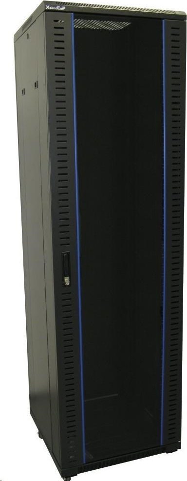XtendLan 19" stojanový rozvaděč 42U 600x800, nosnost 800kg, skleněné dveře, plná záda, kolečka,černý
