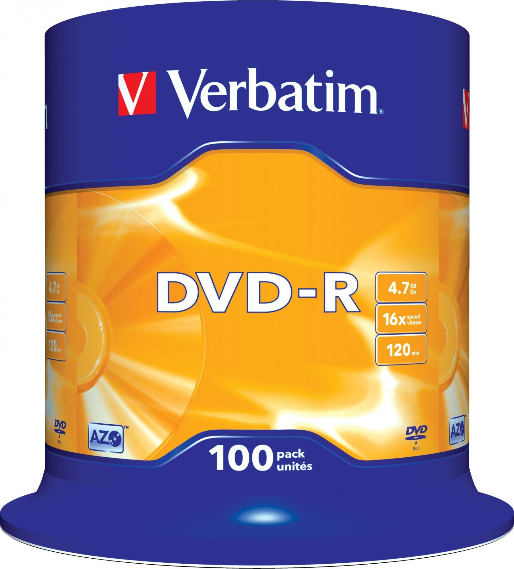 VERBATIM DVD-R(100-balenie)Vreteno/bežný maloobchod/16x/4.7GB