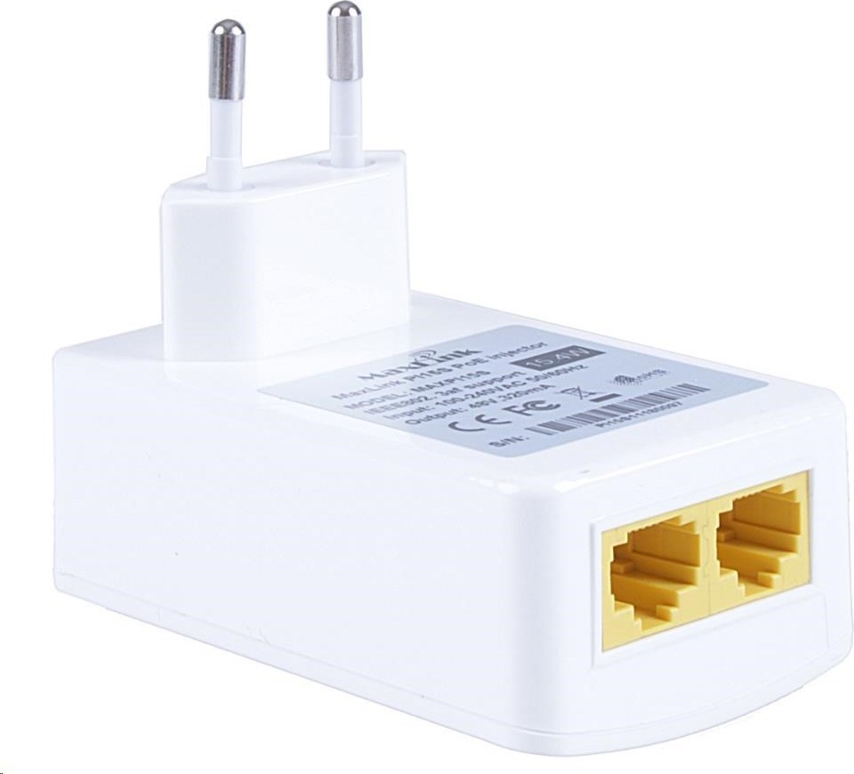 MaxLink PI15S aktívny gigabitový injektor PoE, 802.3af, 15W (48V, 0.32A)