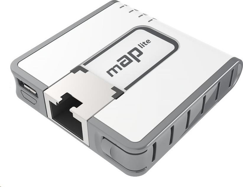 MikroTik RouterBOARD mAP lite, 650MHz CPU, 64MB RAM, 1x LAN, 2.4GHz Wi-Fi, 802.11b/g/n, vrátane. Licencia L4