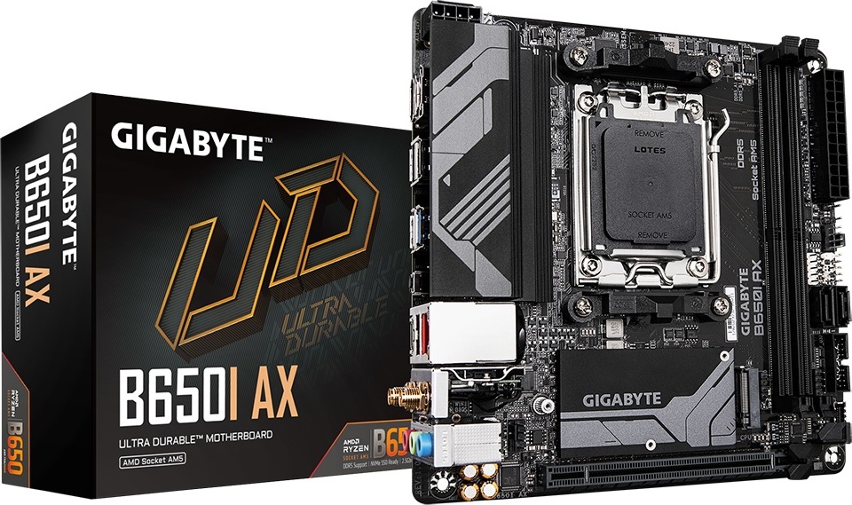 GIGABYTE MB Sc AM5 B650I AX, AMD B650, 2xDDR5, 1xDP, 1xHDMI, WI-FI, mini-ITX