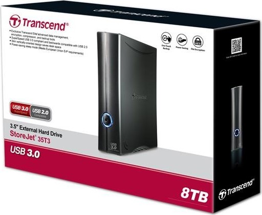 Externý pevný disk TRANSCEND 3,5" USB 3.1 StoreJet 35T3, 8 TB, čierna, Turbo