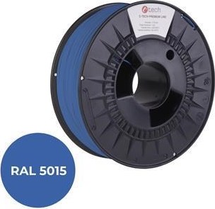 C-TECH Tisková struna (filament) PREMIUM LINE, PETG, nebeská modrá, RAL5015, 1,75mm, 1kg