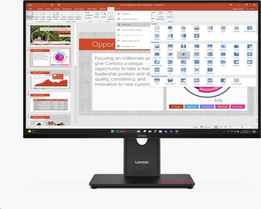 LENOVO LCD ThinkVision T27-40 27",IPS,mat,16:9,1920x1080,178/178,4/6ms,300cd/m2,1500:1,CAM,DP,HDMI,VGA,PIVOT,VESA,3Y