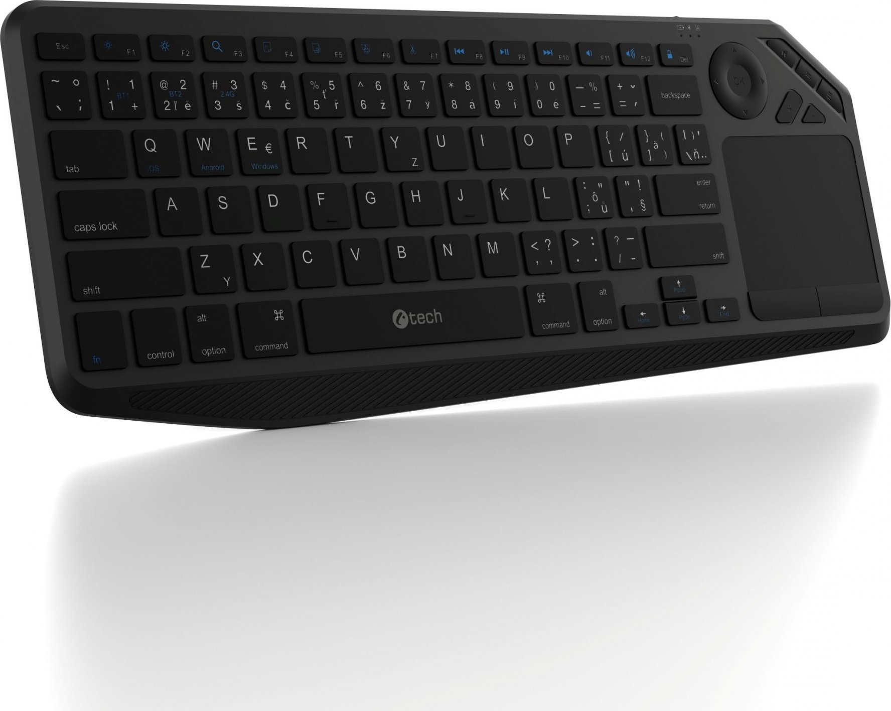 C-TECH Klávesnice WLTK-02, Bezdrátová, Touchpad, černá