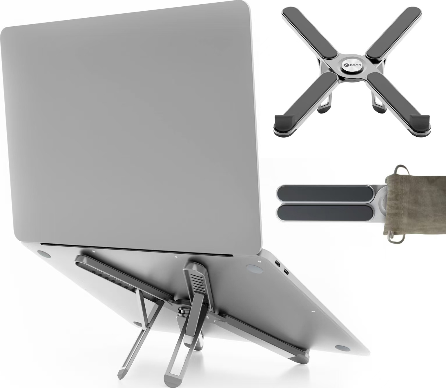 C-TECH Stojan na notebook Quallis NTS-100, do 15,6", nastavitelný, hliníkový