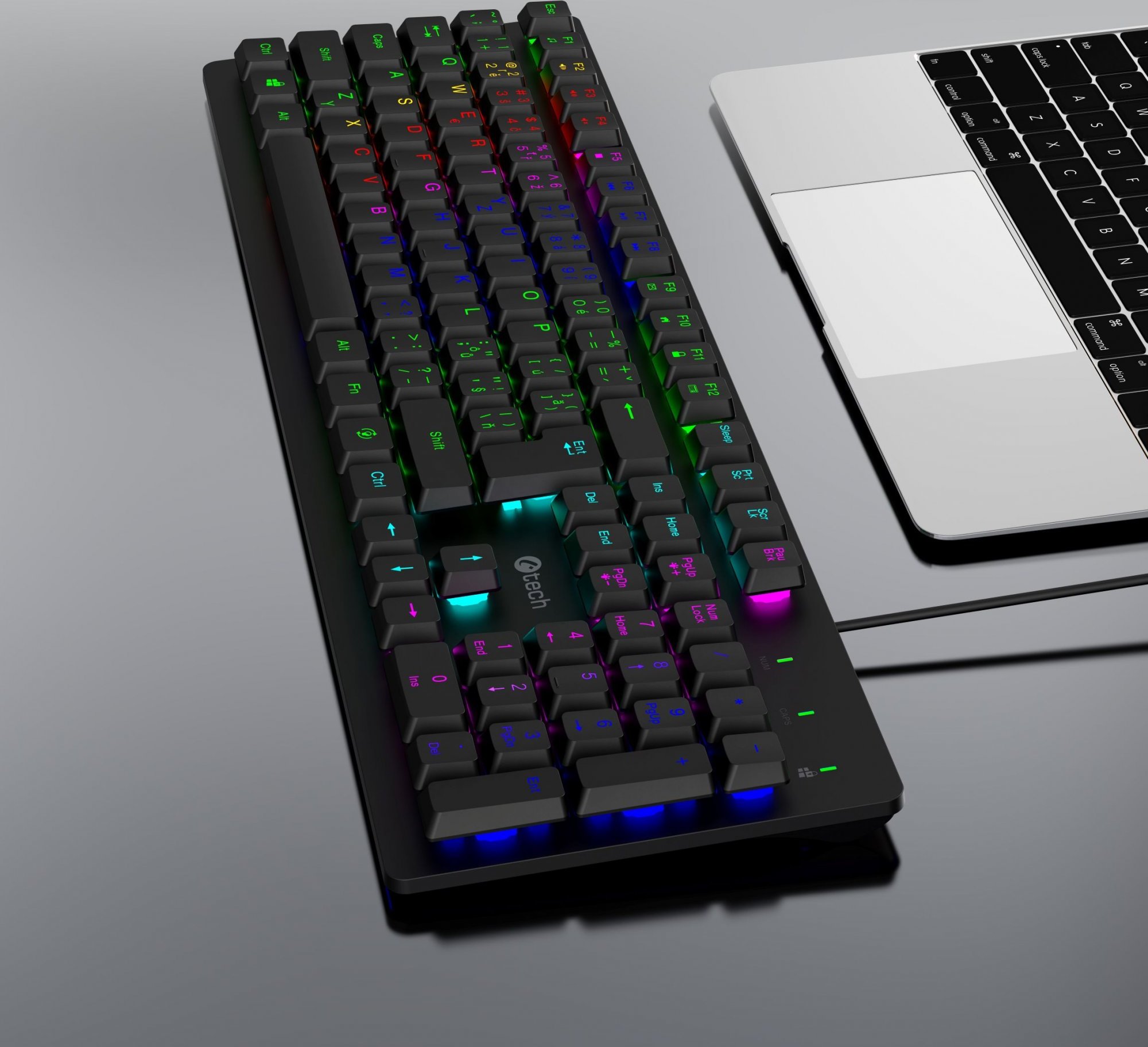 C-TECH Klávesnice Riven, Drátová USB, černá