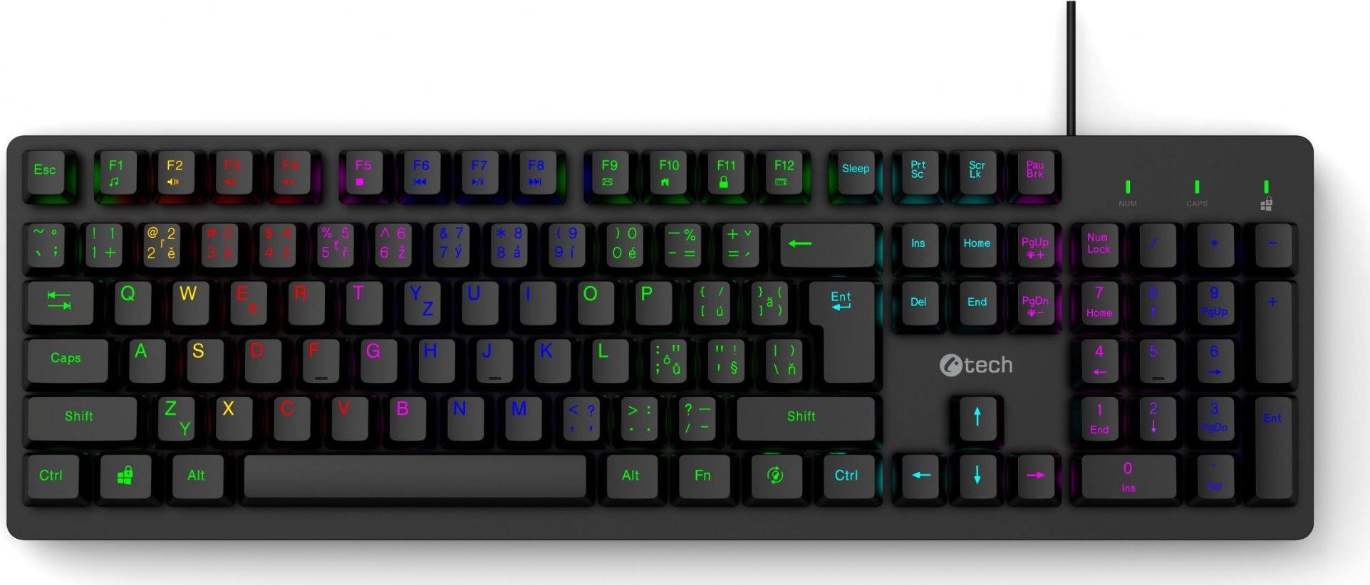 C-TECH Klávesnice Riven, Drátová USB, černá