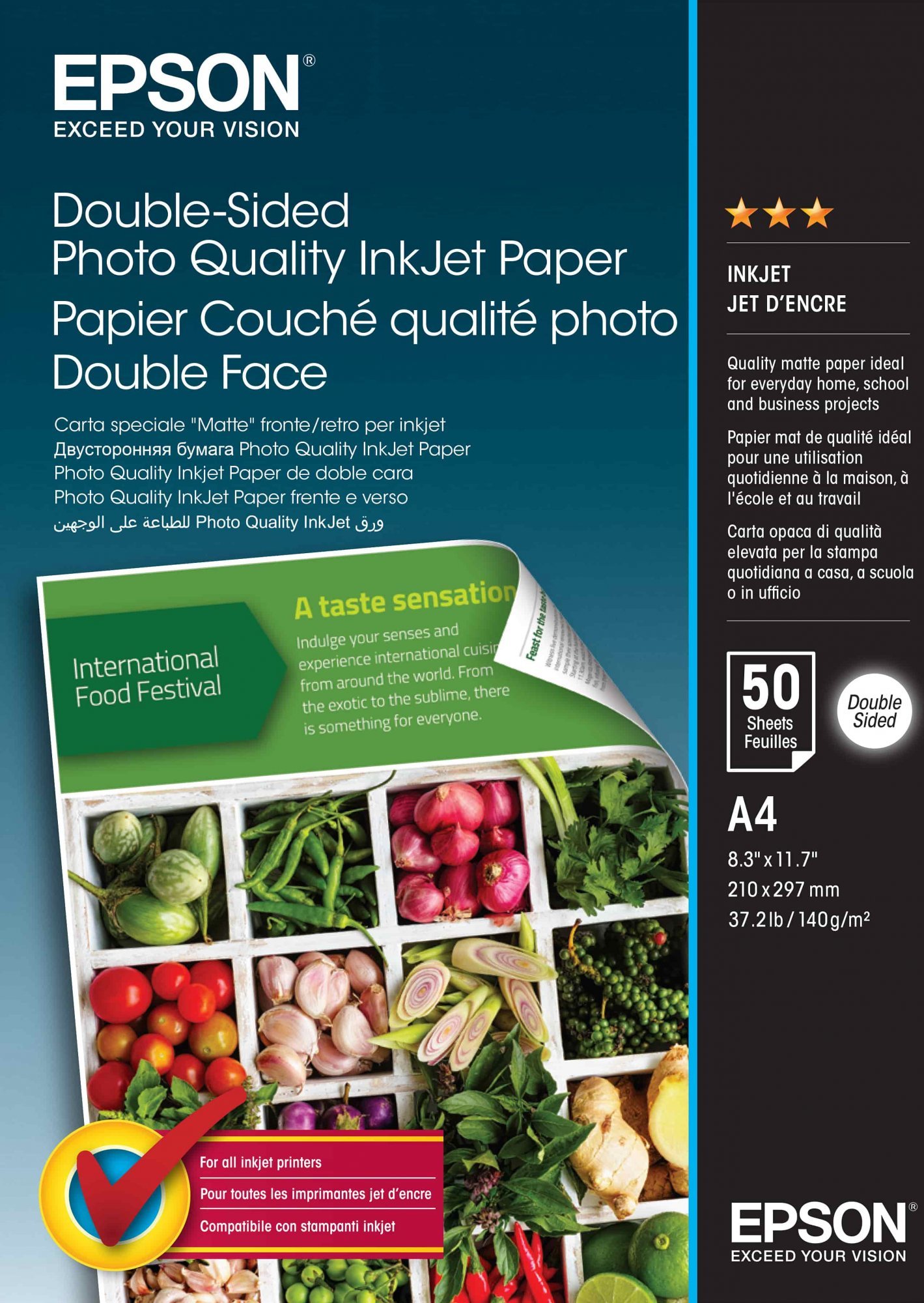 Papier EPSON A4 - obojstranný atramentový papier fotografickej kvality A4 50 listov