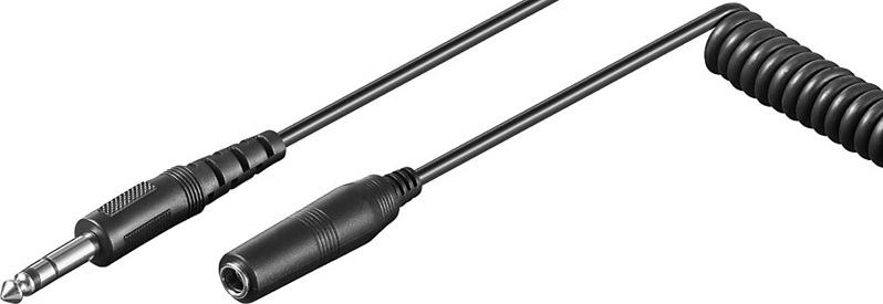 PREMIUMCORD Audio Jack 6,3mm M/F špirálový predlžovací kábel 1m - 5m