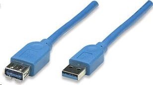 MANHATTAN USB kábel 3.0 A-A predĺženie 2m, modré