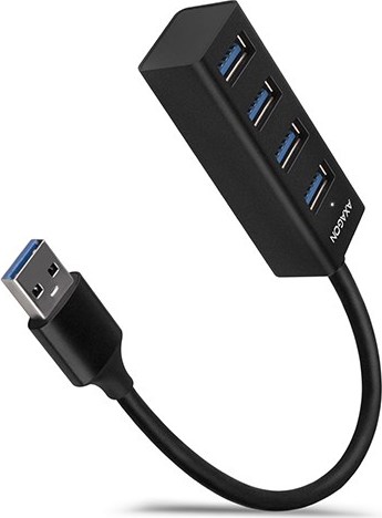 AXAGON HUE-M1A, 4x USB 3.2 Gen 1 MINI rozbočovač, kovový, kábel USB-A 20 cm