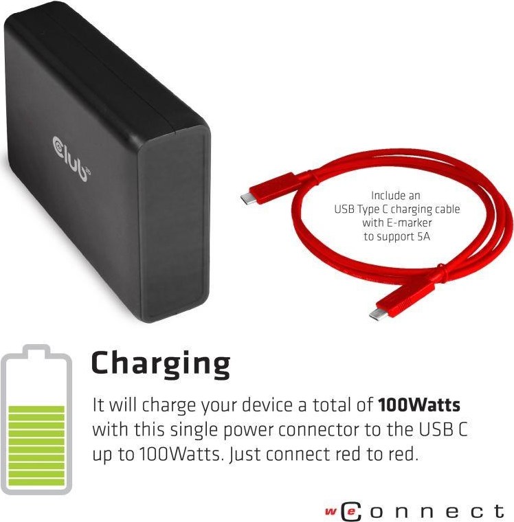 Club 3D Dokovacia stanica Club3D USB-C 3.2 s napájacím adaptérom Triple Display Dynamic PD, 100 W