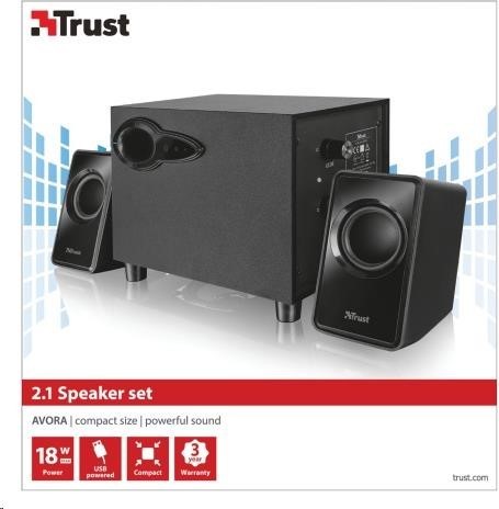 TRUST Reproduktory 2.1 sada reproduktorov so subwooferom Avora - čierna