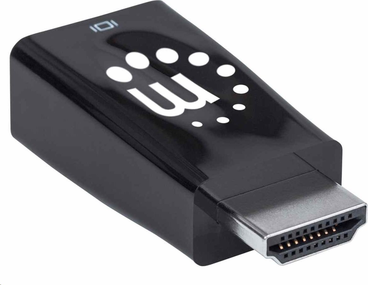 Adaptér Manhattan HDMI na VGA, mikrokonvertor, HDMI samec na VGA samica, audio, čierny
