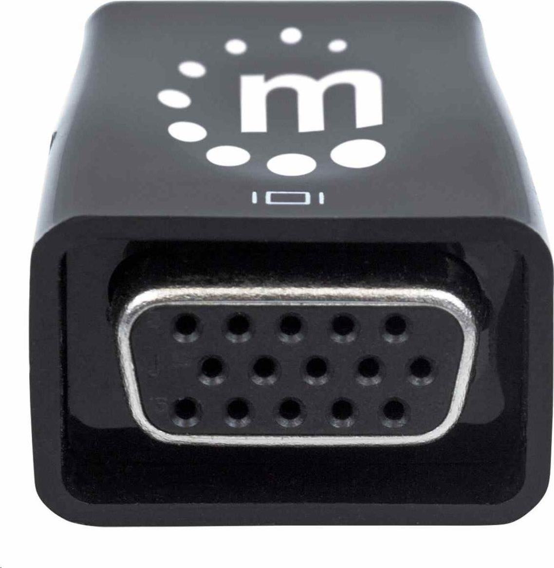 Adaptér Manhattan HDMI na VGA, mikrokonvertor, HDMI samec na VGA samica, audio, čierny